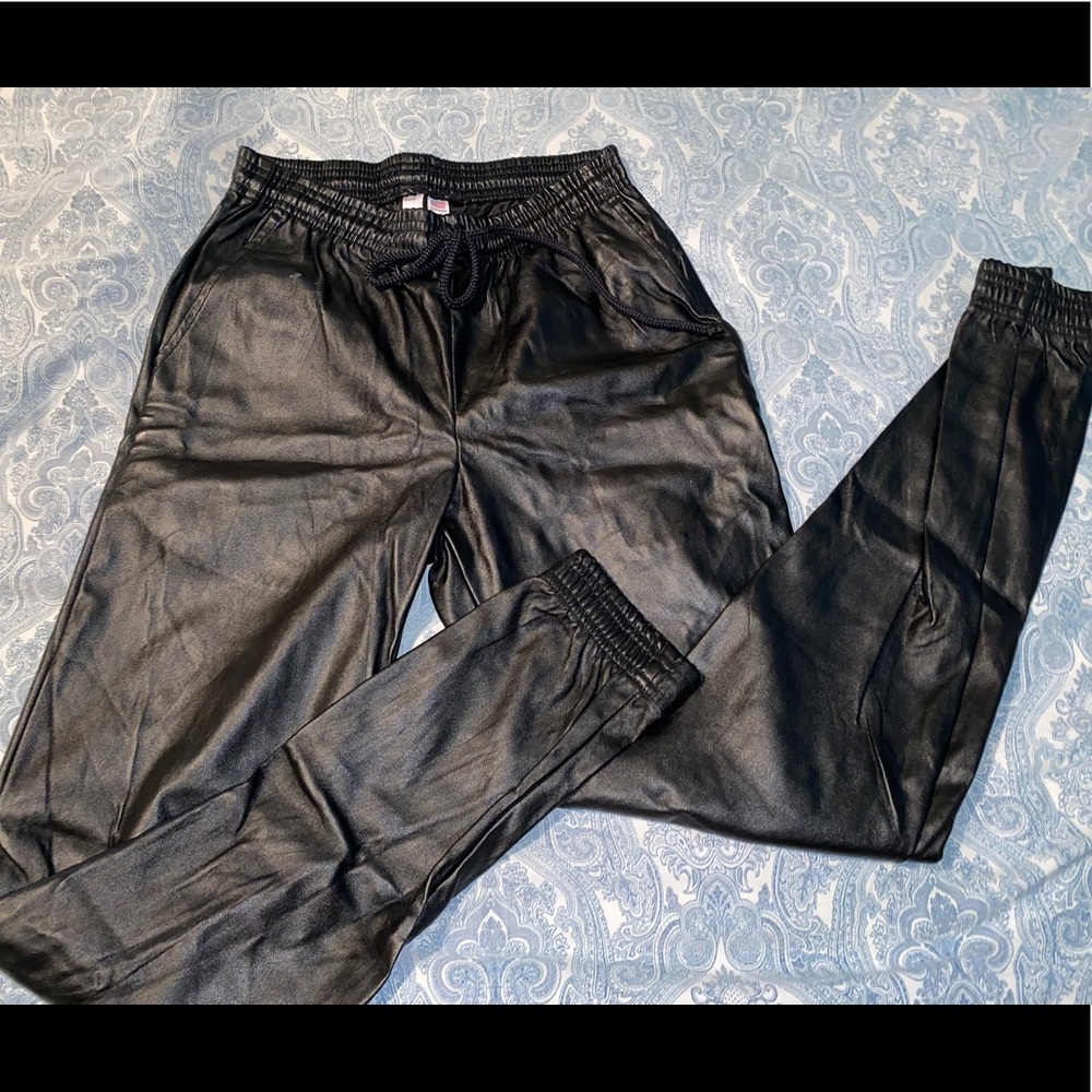 Faux Leather Joggers